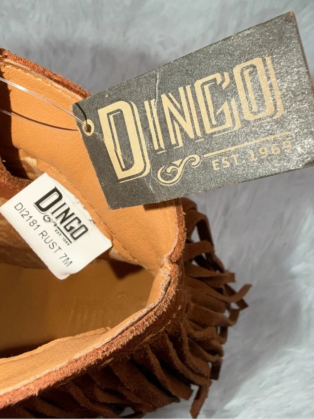 Dingo Women's Brown Suede Tapadero Snip Toe Bootie with Fringe